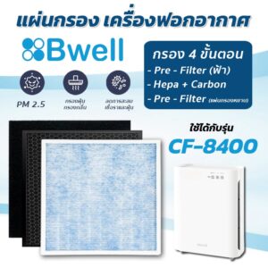 แผ่นกรองเครื่องฟอกอากาศ Bwell รุ่น CF-8400 Air Purification Filter ฟิลเตอร์กรอง 4 ขั้นตอน