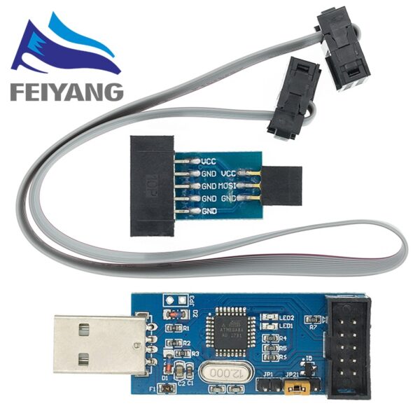 Arduino บอร์ดอะแดปเตอร์โปรแกรมเมอร์ USBASP USBISP AVR USB ISP USB ASP ATMEGA8 ATMEGA128 รองรับ Win7 64K 10Pin เป็น 6 Pin