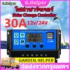 โซล่าชาร์เจอร์ คอนโทรลเลอร์ 30A Solar Charge Controller อุปกรณ์ควบคุมแผงโซล่า 12V/24V แบบ PWM มีจอแสดงผล 2USB