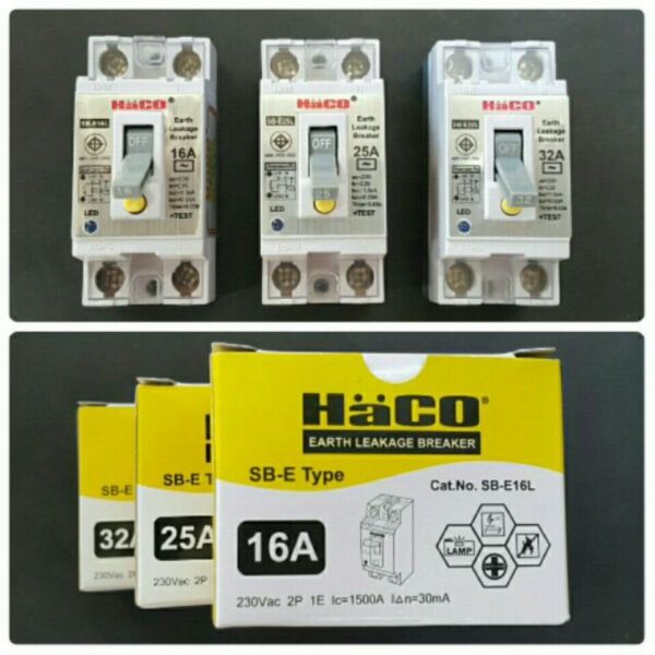 Haco เบรกเกอร์กันดูด มีสัญญาณไฟ 16A