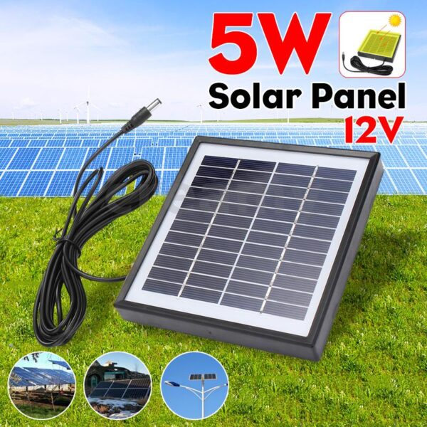 12V 5W แผงโซลาร์เซลล์ Polysilicon 3M สายเคเบิล ชุดชาร์จแบตเตอรี่พลังงานแสงอาทิตย์