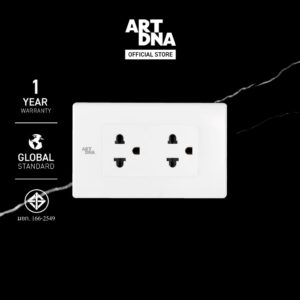 ART DNA รุ่น C3 Double 3 Pin Socket Size L สีขาว ขนาด 2x4" design switch สวิตซ์ไฟโมเดิร์น สวิตซ์ไฟสวยๆ ปลั๊กไฟสวยๆ