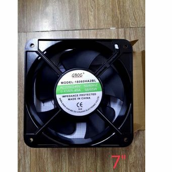 พัดลม 7นิ้ว180x180x60mm  220VAC model 18060ha2bl  0.43a/0.45a 50/60HZ