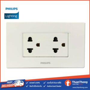 Philips ชุดพร้อมใช้ เต้ารับคู่แบบมีสายดิน และม่านนิรภัย พร้อมหน้ากาก สีขาว ฟิลิปส์ Leafstyle