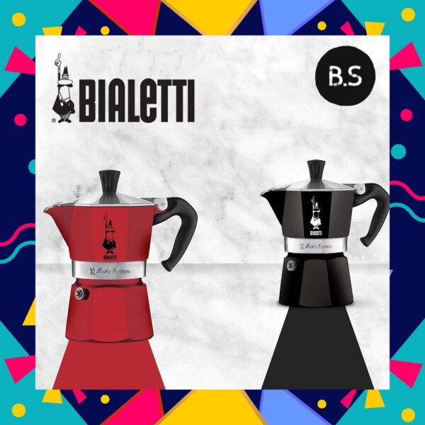 Bialetti Moka Express สีแดง 3 cups และ สีดำ 6 cups หม้อต้มกาแฟ Moka pot พร้อมส่ง