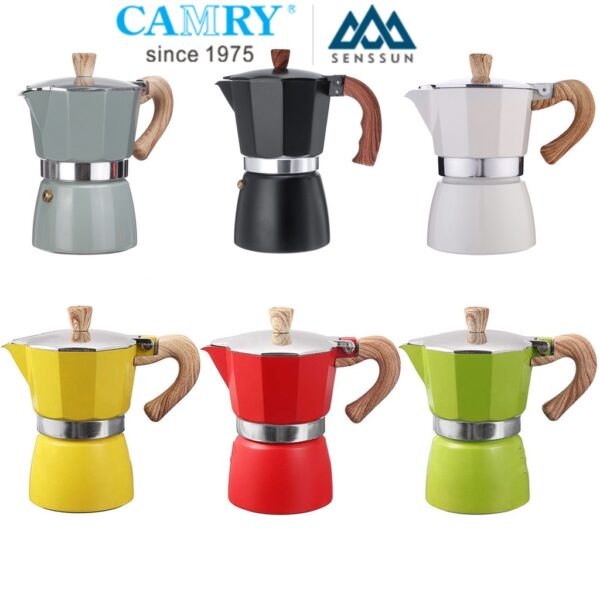 CAMRY หม้อกาแฟหนาสไตล์ยุโรปหม้ออลูมิเนียมแปดเหลี่ยมเครื่องชงกาแฟหม้อกาแฟ moka pot สไตล์อิตาลีคลาสสิก