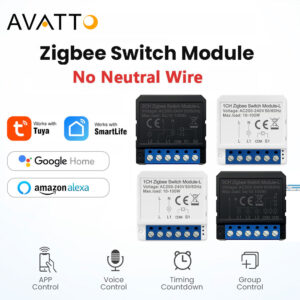 Avatto โมดูลสวิตช์ Zigbee อัจฉริยะ ไม่ต้องใช้สายกลาง Tuya 1/2/3 Gang Switch ทํางานร่วมกับ Alexa Google Home