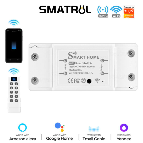 SMATRUL Smart ระบบควบคุมไฟฟ้าภายในบ้านสมาร์ทโฮม สั่งงานเปิด-ปิด ตั้งเวลา สั่งผ่านมือถือ ผ่านWi-Fi ทำงานร่วมกับ Google Home Alexa สำหรับAndroid/IOS