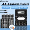 Palo เครื่องชาร์จแบตเตอรี่ลิเธียม AA AAA Li-ion 4 ช่อง 1.5V ชาร์จ USB