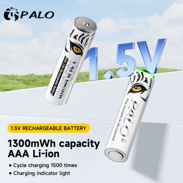 Palo แบตเตอรี่ลิเธียม 1.5v AAA 1300mWh ความจุขนาดใหญ่ ชาร์จเร็ว