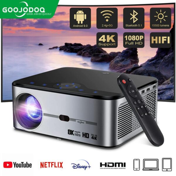 GOOJODOQ โปรเจคเตอร์ Projector Full HD 1080p 15500 LM รองรับ Android Wifi 8k 750ANSIN