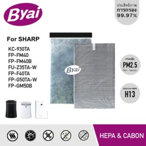 แผ่นกรองฝุ่น HEPA เครื่องฟอกอากาศ Sharp รุ่น FP-FM40