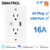 Smatrul 2 In 1 Tuya Wifi ซ็อกเก็ตปลั๊ก Us ชาร์จ Usb ตั้งเวลาได้ สําหรับ Google Home Alexa Tmall Genie