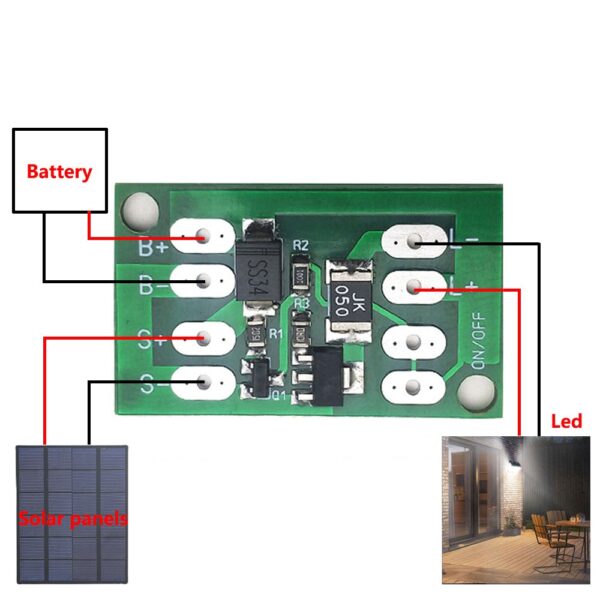 แผงบอร์ดโมดูลชาร์จแบตเตอรี่ พลังงานแสงอาทิตย์อัตโนมัติ ไฟกลางคืน LED