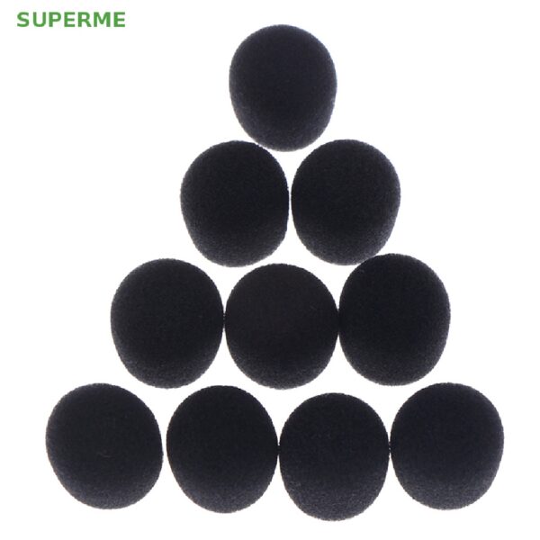 Superme ขายดี โฟมฟองน้ําครอบหูฟังไมโครโฟน ขนาดเล็ก สีดํา 10 ชิ้น