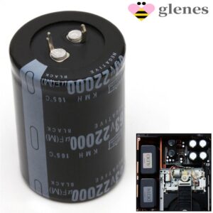 Glenes ตัวเก็บประจุไฟฟ้าอิเล็กทรอนิกส์ความจุสูง 63V 22000UF สีดํา