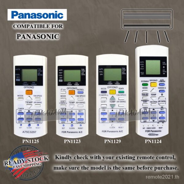 Panasonic รีโมตคอนโทรล แบบเปลี่ยน ( A75C2817 A75C2913 A75C2998 A75C3000 A75C3012 A75C3058 CS-E9EKU )