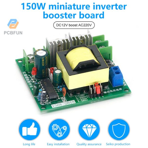 Pcbfun โมดูลแปลงพลังงานแบตเตอรี่ 150w Dc12v To Ac110v 220v สําหรับบ้าน