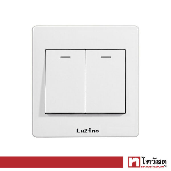 LUZINO ชุดสวิตช์ทางเดียว 2 ช่อง รุ่น SQUARE WH E15-K02A สีขาว