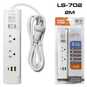 LUMIRA ปลั๊กไฟ 1 สวิตซ์ 2 ช่อง 2 USB 1 Type-C 2M. LS-702 (3Y) (AC7-000862)