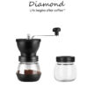 ❤ Diamond Coffee เครื่องบดกาแฟมือหมุน เฟืองสแตนเลส พร้อมโหล แบบมือหมุน ปรับความละเอียดได้ ที่บดกาแฟ Coffee Grinder