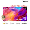 TCL ทีวี 50 นิ้ว 4K Premium Google TV รุ่น 50V7G Netflix & Youtube & MEMC 60HZ-Wifi