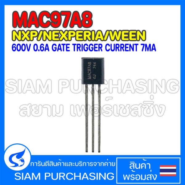 TRIAC ไตรแอก MAC97A8 NXP/NEXPERIA/WEEN Triac 600V 0.6A Gate Trigger Current 7mA