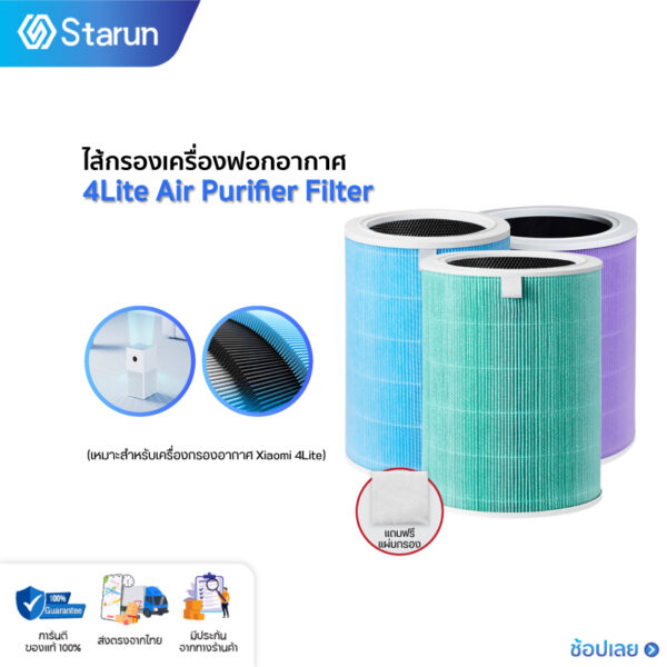 HEPA Air Purifier Filter 4 Lite  ไส้กรอง เครื่องฟอกอากาศ รุ่นต้านเชื้อแบคทีเรียและไวรัส ไส้กรองอากาศ