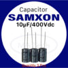 10uf400v คาปาซิเตอร์ 10uf 400v Capacitor 400V10uF 1 ชุด มีจำนวน 3 ชิ้น (3 Pcs) ขาห่าง 0.5 cm ยี่ห้อ SAMXON