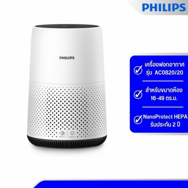 PHILIPS Air Purifier เครื่องฟอกอากาศ สำหรับห้องขนาด 16-49 ตร.ม. รุ่น AC0820/20