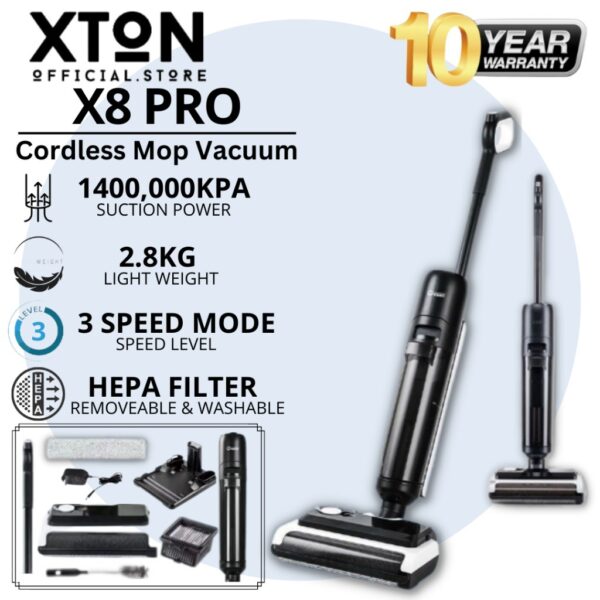 ปรโมชั่น สองร้อยบาท  โปรโมชั่น สองร้อยบาท XTON X8 Pro Cordless wet & dry mop Vacuum เครื่องดูดฝุ่นถูพื้นเปียกและแห้งไ