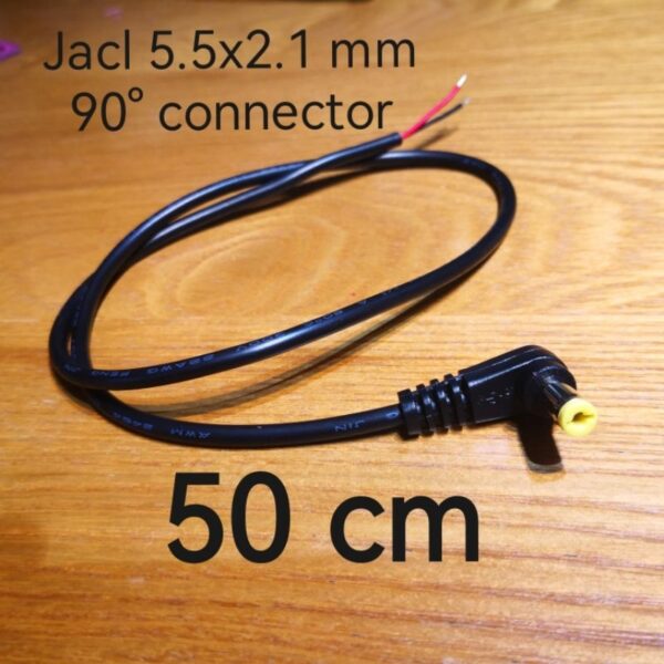 DC jack 5.5 x 2.1 mm 90° angle 24 and 50cm cable