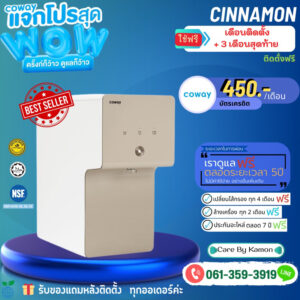 Coway เครื่องกรองน้ำ รุ่น Cinnamon (P-6320R) จ่ายรายเดือน 450/540/640 บาท   ใช้ฟรีเดือนแรก