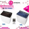 Hitachi เครื่องซักผ้า 2 ถัง รุ่น PS-170WJ น้ำเงิน น้ำตาล ขนาด 17 กก. PS170WJ PS-170 PS170