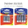 ถ่าน pairdeer AA/AAA pack4ก้อน ถ่านของเล่น ถ่านรีโมท แท้ประกันศูนย์ไทย -Super heavy Duty คาร์บอนซิงค์