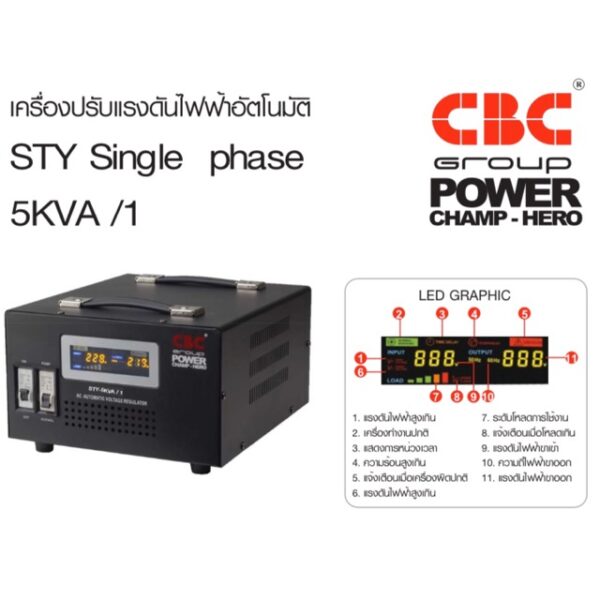 ❗️ส่งฟรีอ่านรายละเอียด❗️CBC เครื่องปรับแรงดันไฟฟ้าอัตโนมัติ STY-5KVA/22.7Aหม้อเพิ่มไฟอัตโนมัติ (STABILIZER)