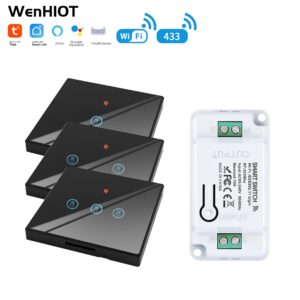 Tuya WiFi smart switch สวิตช์อัจฉริยะ WiFi สวิตช์ไร้สาย สวิตช์สัมผัสรีโมทคอนโทรลไร้สาย DIY RF433 wireless switch สนับสนุนการควบคุม Smart Life APP สนับสนุนการควบคุมเสียง Alexa Google Home