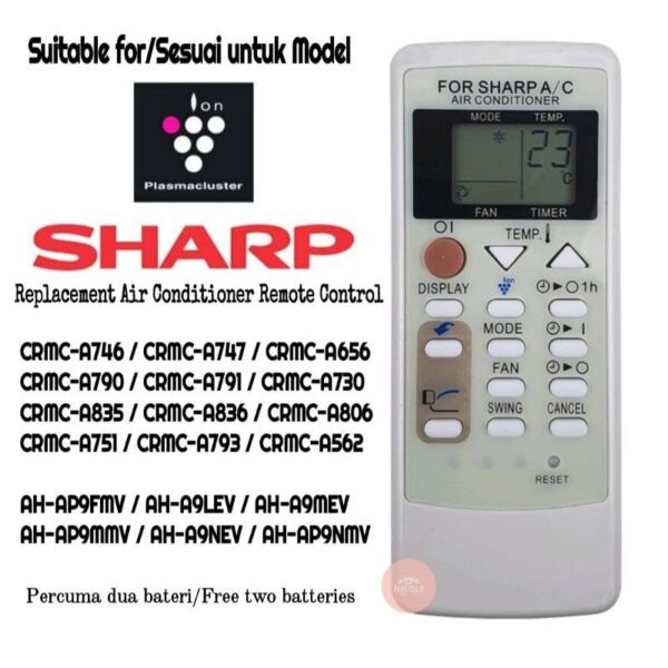 Sharp crmc-A751 รีโมทควบคุมเครื่องปรับอากาศ OEM แบบเปลี่ยน