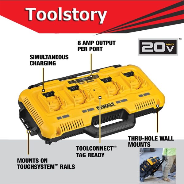 DEWALT แท่นชาร์จแบตเตอรี่ 4 ช่อง 12/20/60V Max รุ่น DCB104-QW