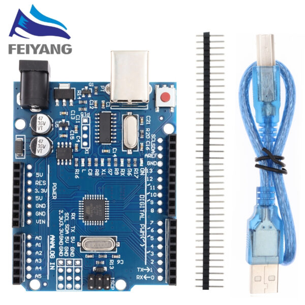 Uno R3 SMD- Atmel ATMEGA328P/168P V3 - Extra I/O Pinout - ไดรเวอร์ CH340G DCCDuino เข้ากันได้กับ Arduino IDE