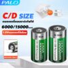 Palo แบตเตอรี่ลิเธียม ไซซ์ Size C Size และ D แบตเตอรี่ 1.5V Li-ion ชาร์จ USB ได้ ถ่านชาร์จ