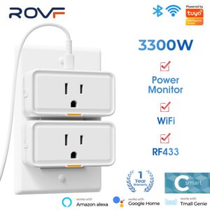 Rovf ปลั๊กซ็อกเก็ตอัจฉริยะ WiFi 20A 16A 10A ควบคุมด้วยเสียง สําหรับบ้าน