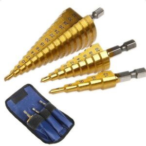 STEP DRILL SET 3 PC ดอกเจดีย์เจาะขยายรู 1 ชุด 3 ตัว ชุดเดียวจบครบเรื่องเจาะ ได้ตั้งแต่ 4-32 มม. มาพร้อมซองเก็บอย่างดี