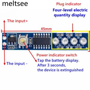บอร์ดแสดงระดับพลังงานแบตเตอรี่ลิเธียม 1S 2S 3S 4S จอแสดงผล LED สําหรับแบตเตอรี่ลิเธียม 18650 DIY