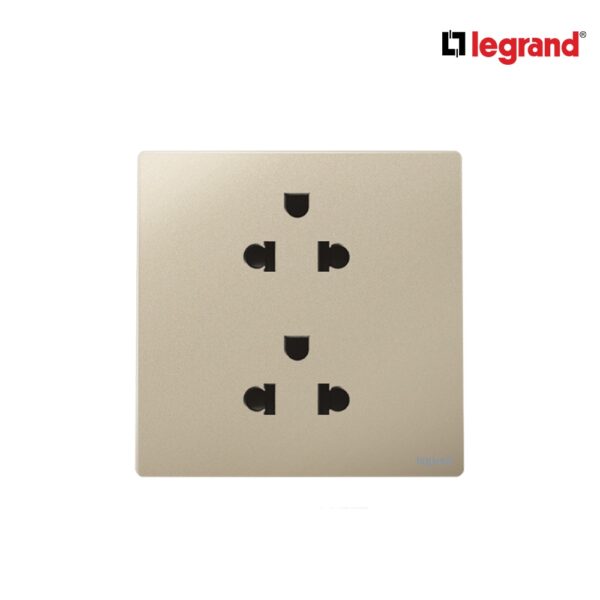 Legrand เต้ารับคู่มีกราวด์ สีแชมเปญ 1G EURO-US 16A 2x2P+Earth Socket รุ่นมาเรียเซนต์ | Mallia Senses|Champaigne|281104CH