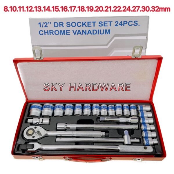 SKY TOOLS ชุดบล็อก 24ชิ้น TF TOOLS บล็อกชุด 4หุน ขนาด1/2"