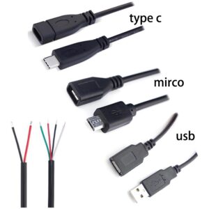 อะแดปเตอร์ขยายสายเคเบิลพาวเวอร์ซัพพลาย USB Type A ตัวผู้ ตัวเมีย Type C 2Pin 4pin 1 เมตร DIY