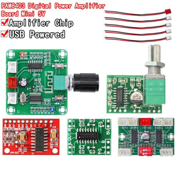 บอร์ดขยายเสียงดิจิทัล บลูทูธ 5.0 PAM8403 MINI 3W Class D ดิจิทัล DC 2.5V เป็น 5V พร้อมโพเทนชินมิเตอร์ 2 ชิ้น