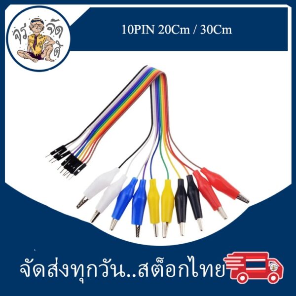 สายแพร สายเสียบบอร์ดทดลอง พร้อมคลิปจระเข้ ตัวผู้ ตัวเมีย หัวคลิปจระเข้ สายทดสอบสายเชื่อมต่อ 10PIN 20Cm / 30Cm