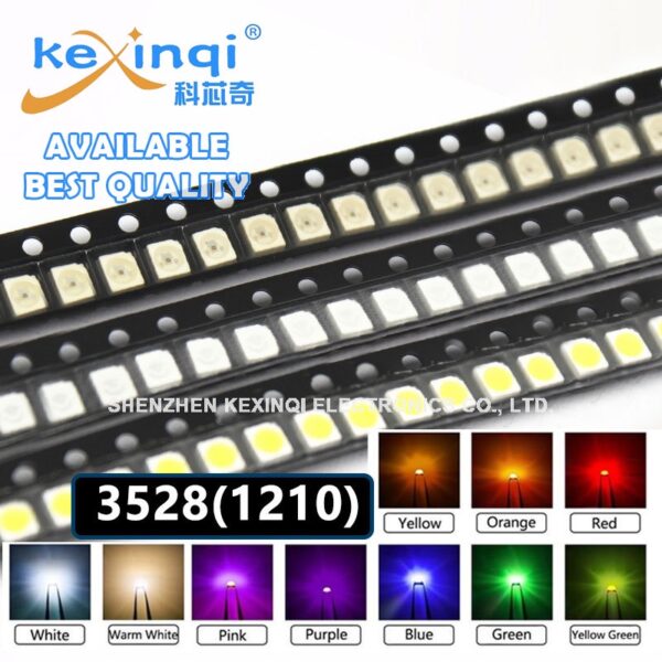 ไดโอด LED SMD 3528 1210 SMD สีเขียว สีแดง สีขาว สีฟ้า สีเหลือง สีชมพู สีม่วง สีม่วง สีส้ม 100 ชิ้น ต่อล็อต